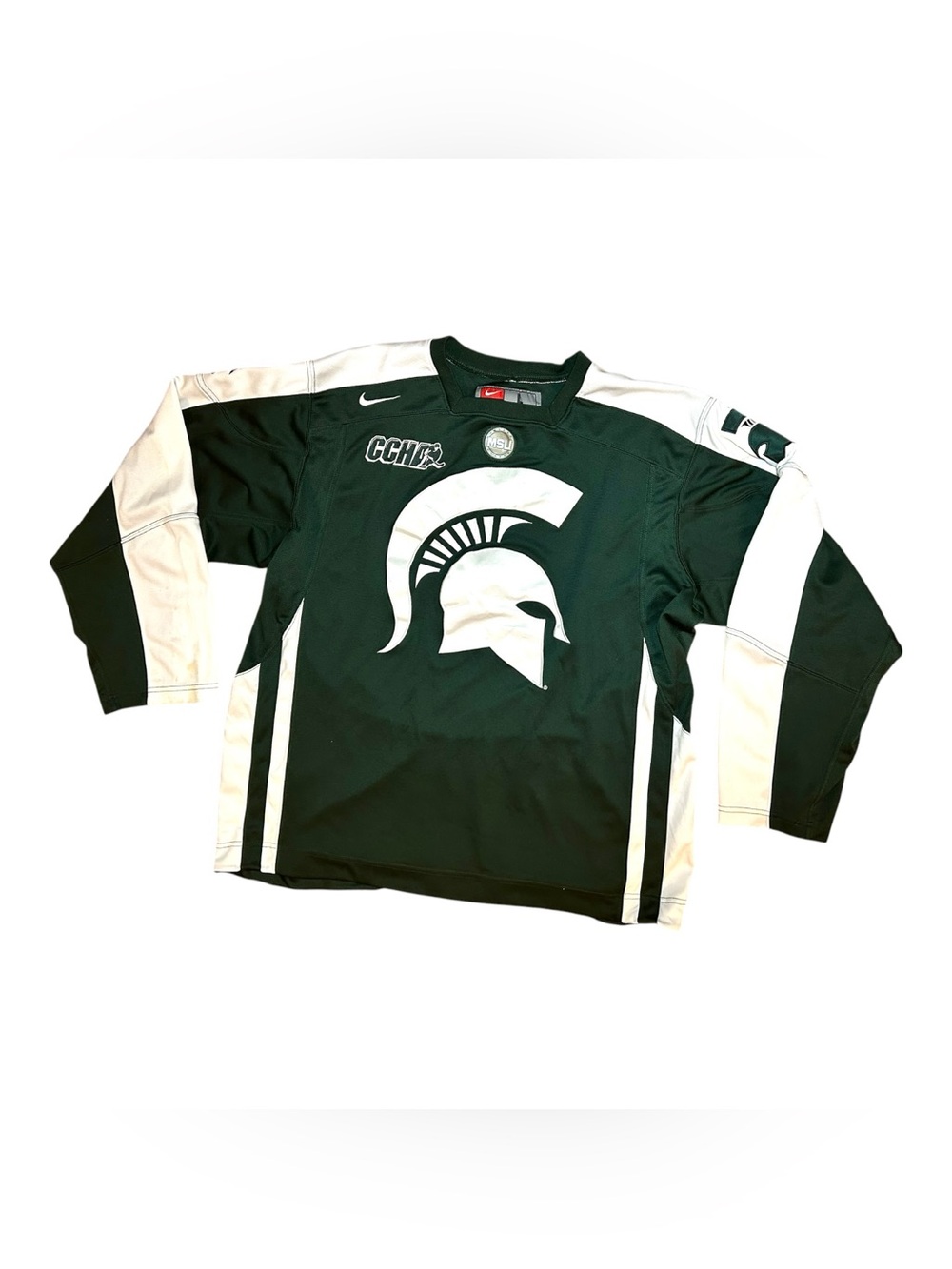 Men’s Large Nike Michigan State Spartans MSU Embroidered Hockey Jersey CCHA Vtg